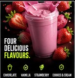 Strawberry-flavoured protein shake concept